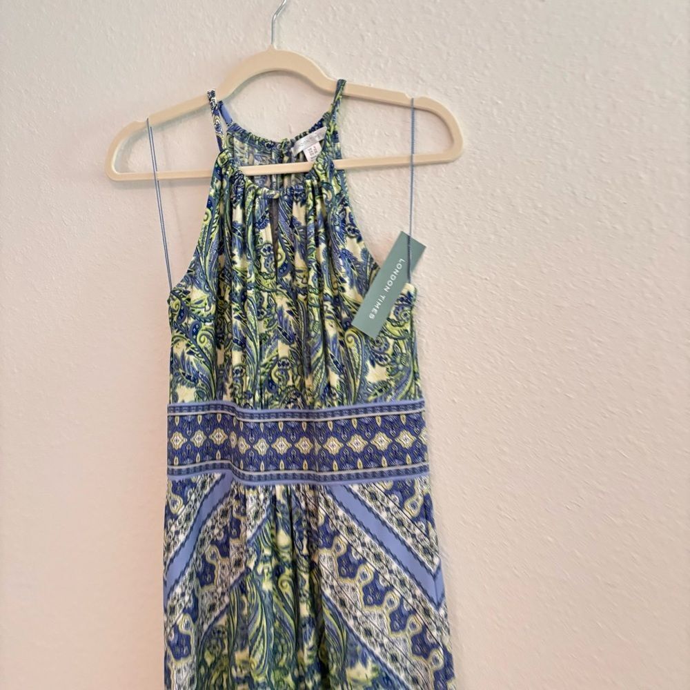 NWT London Times style women’s maxi dress, navy/green new with tags - Picture 2 of 4